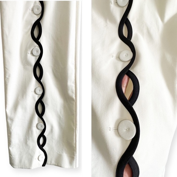 New with Tag, SARA BATTAGLIA Contrast-trim Wave Trousers In White, Size 36 IT - Picture 11 of 16